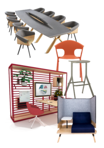 Mood board sustainable office furniture