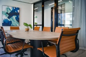 Meeting room table and chairs