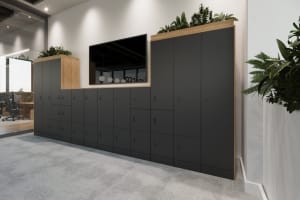 Desk space with planters